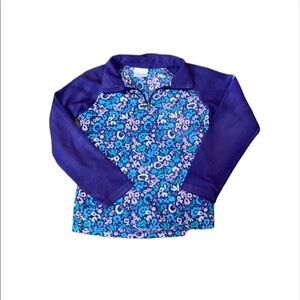 Columbia girls fleece floral print purple and teal pullover 1/4 zip size Medium